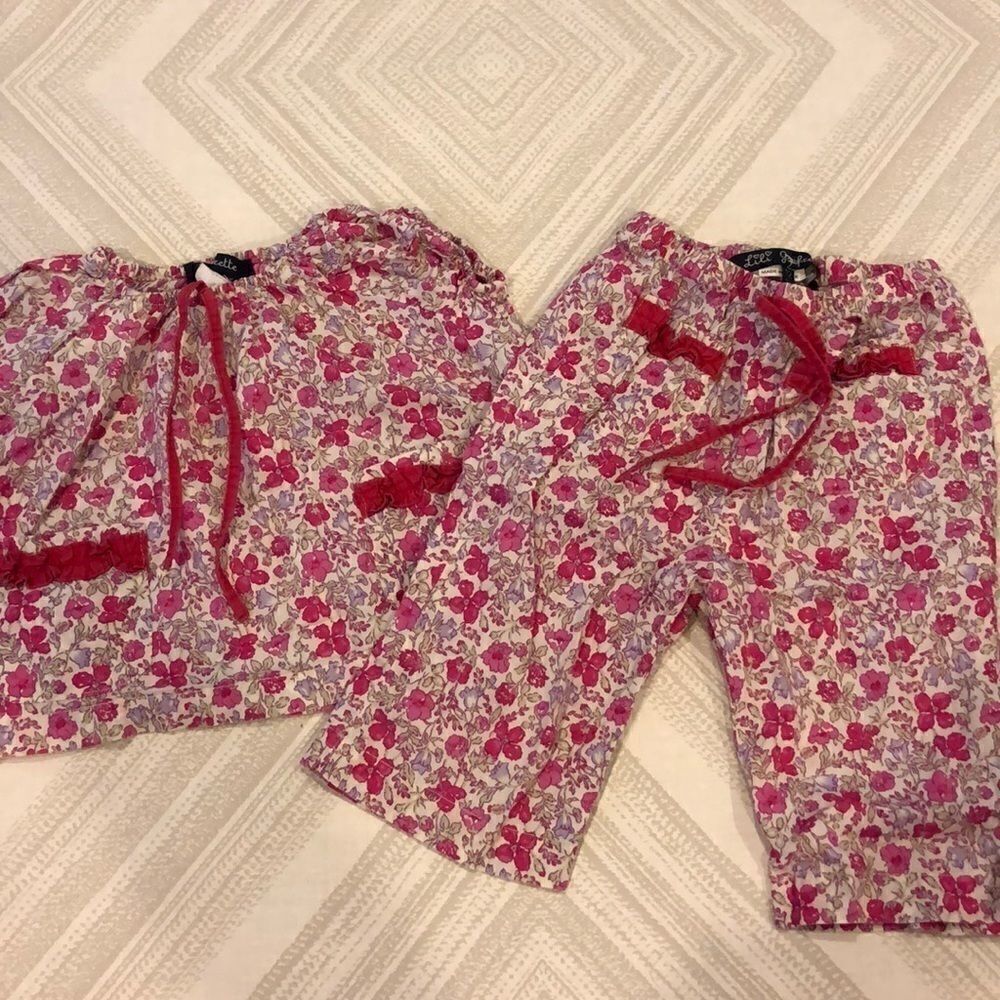 Lili Gaufrette Floral Baby Girls Top & Pants Set Size 12 Months